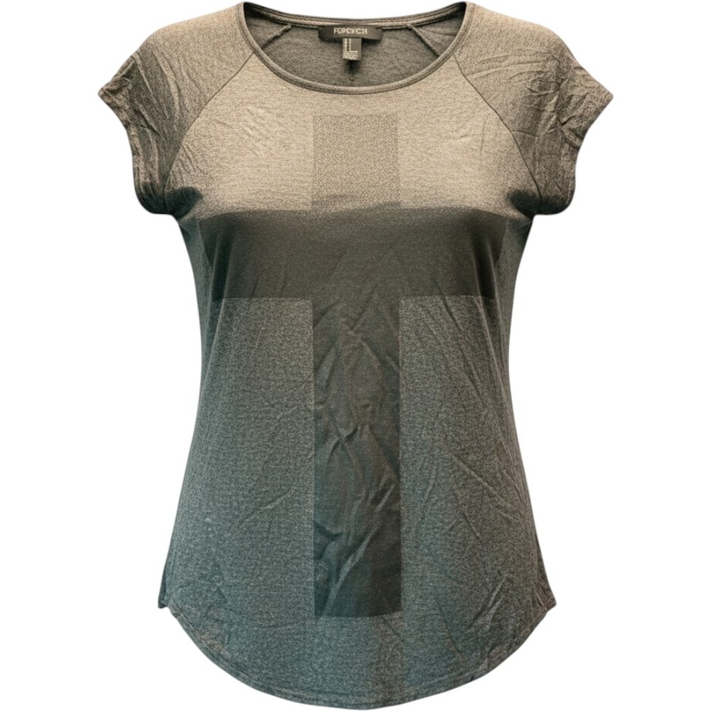 Forever 21 Cross Graphic Tee S Gray Glitter Grunge Edgy Streetwear Mall Goth Y2K